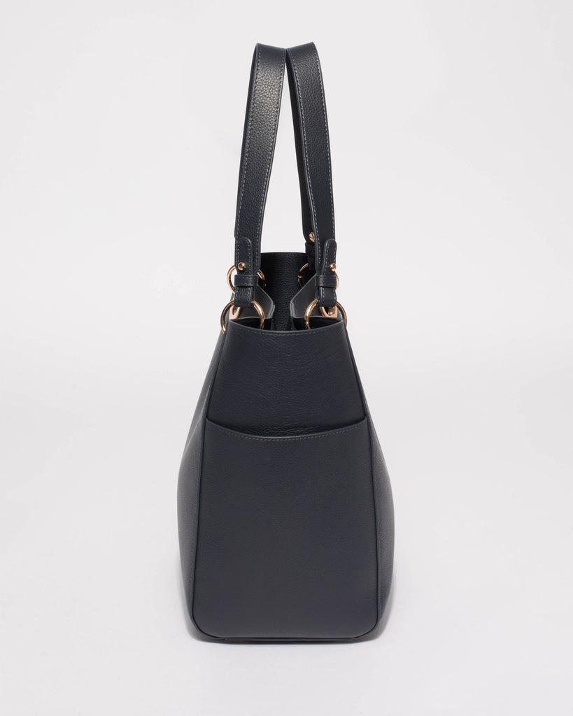 Navy Leather Steve Tote Bag