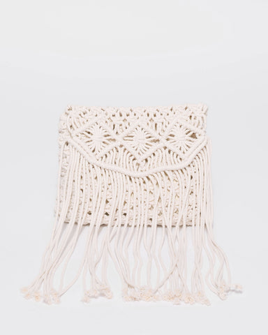 Ivory Crochet Tassel Crossbody Bag