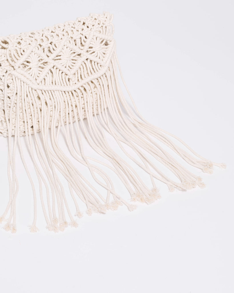 Ivory Crochet Tassel Crossbody Bag