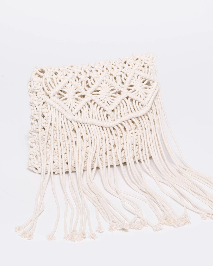 Ivory Crochet Tassel Crossbody Bag
