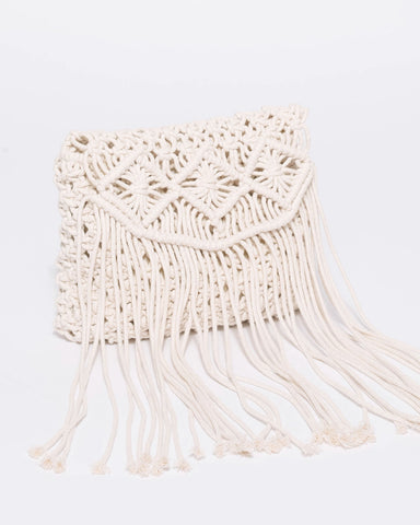 Ivory Crochet Tassel Crossbody Bag