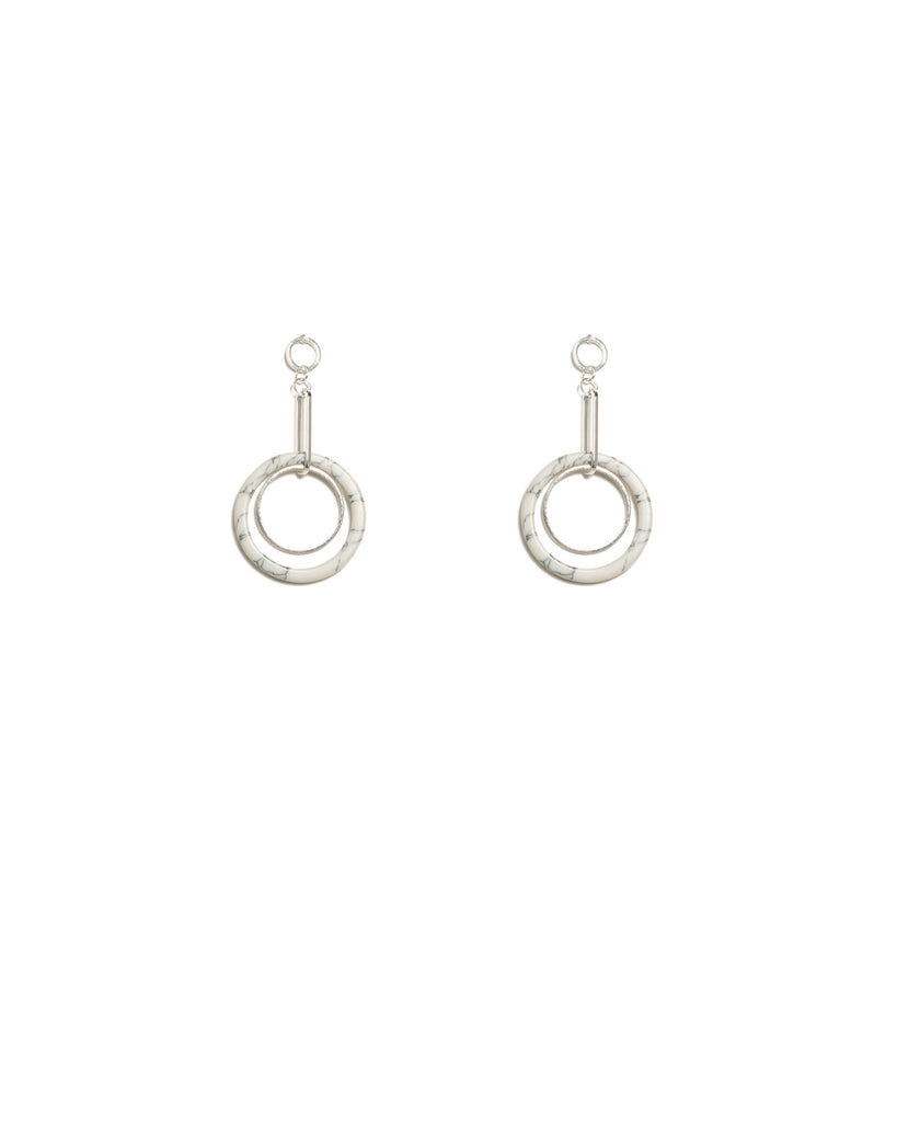 White Silver Tone Fine Metal Geometric Acrylic Drop Earrings