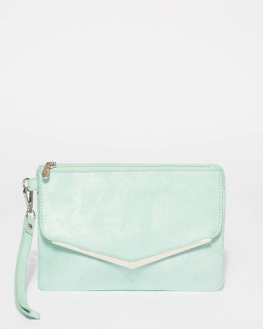 Green Alicia Wristlet Clutch Bag