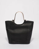 Black Claire Metal Handle Tote Bag