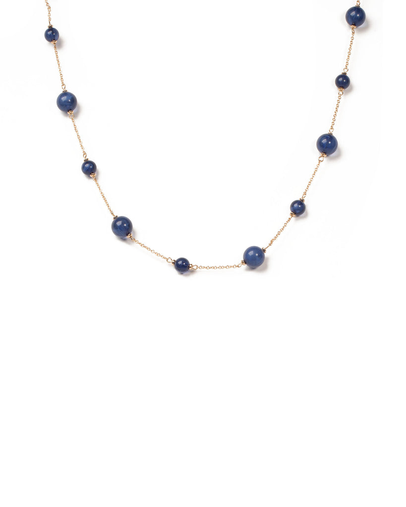 Blue Gold Tone Acrylic Ball Chain Necklace