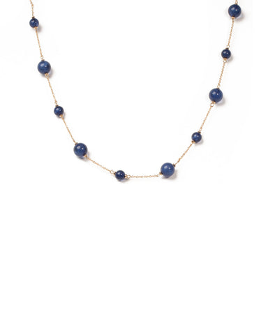 Blue Gold Tone Acrylic Ball Chain Necklace