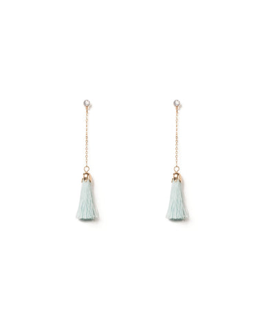 Light Blue Gold Tone Chain Drop Tassel Earrings