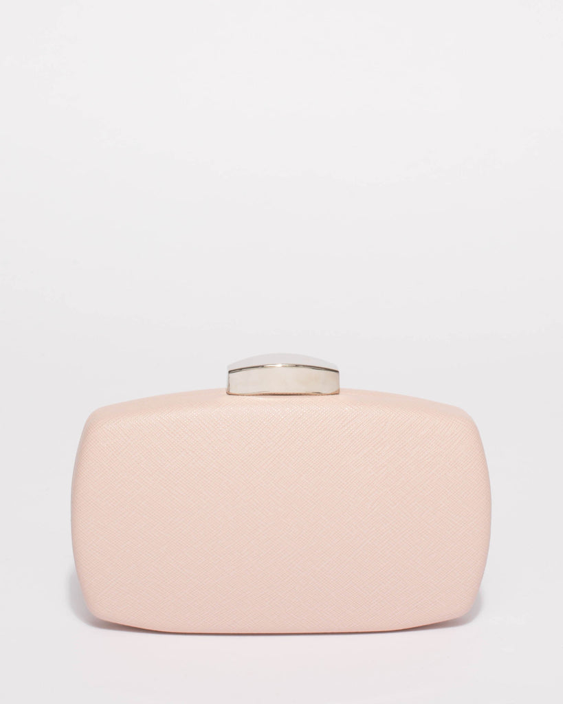 Pink Saffiano Samara Hardcase Clutch Bag