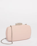 Pink Saffiano Samara Hardcase Clutch Bag
