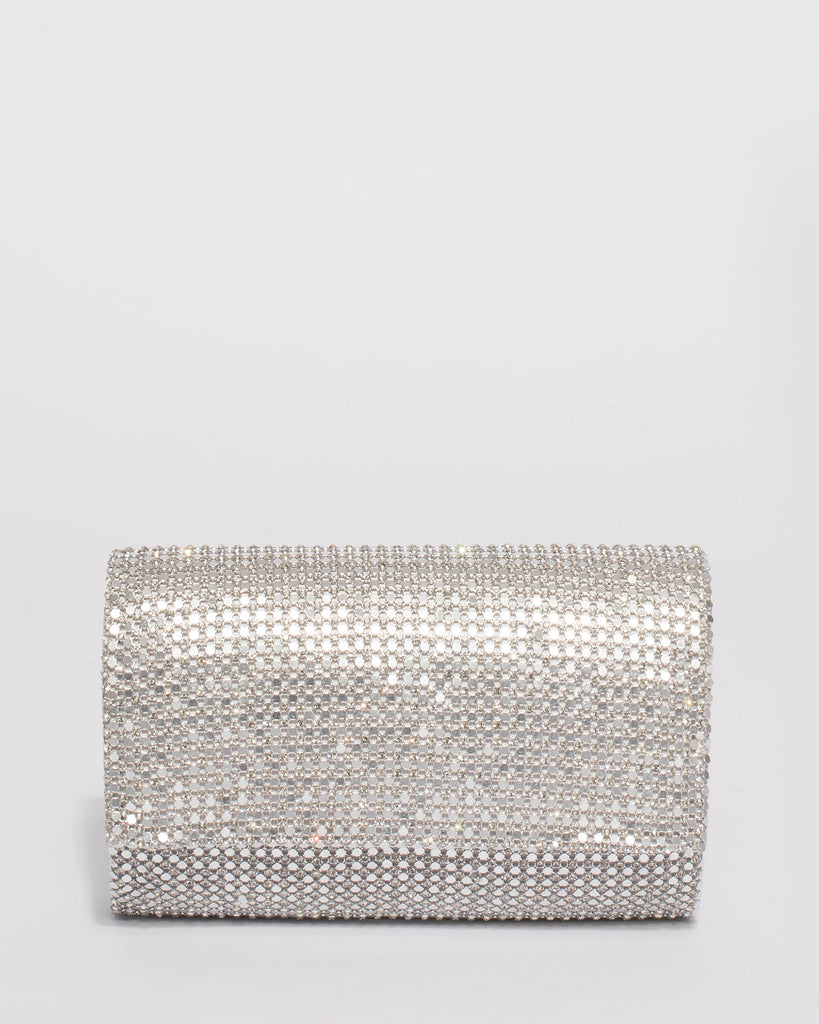 Silver Kira Chainmail Evening Clutch Bag