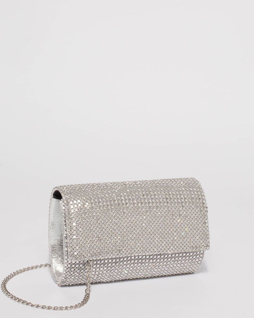 Silver Kira Chainmail Evening Clutch Bag