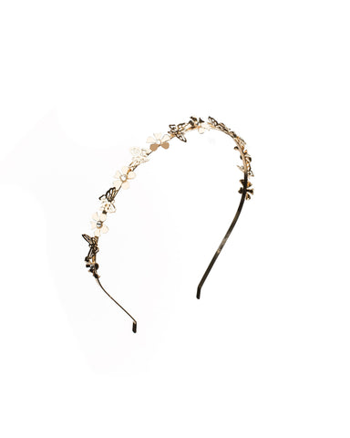 Crystal Gold Tone Fine Metal Floral Headband