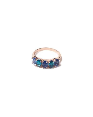 Blue Gold Tone Multi Statement Ring - Medium