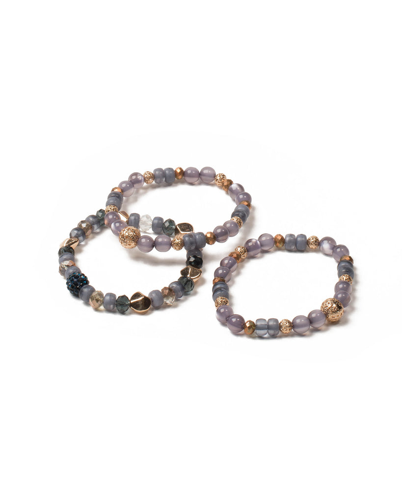 Blue Gold Tone Catseye Beaded Stretch Wristwear Pack