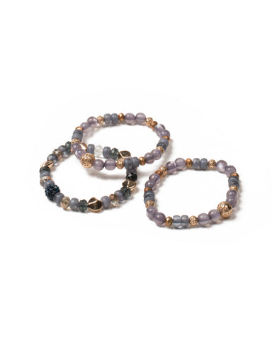 Blue Gold Tone Catseye Beaded Stretch Wristwear Pack