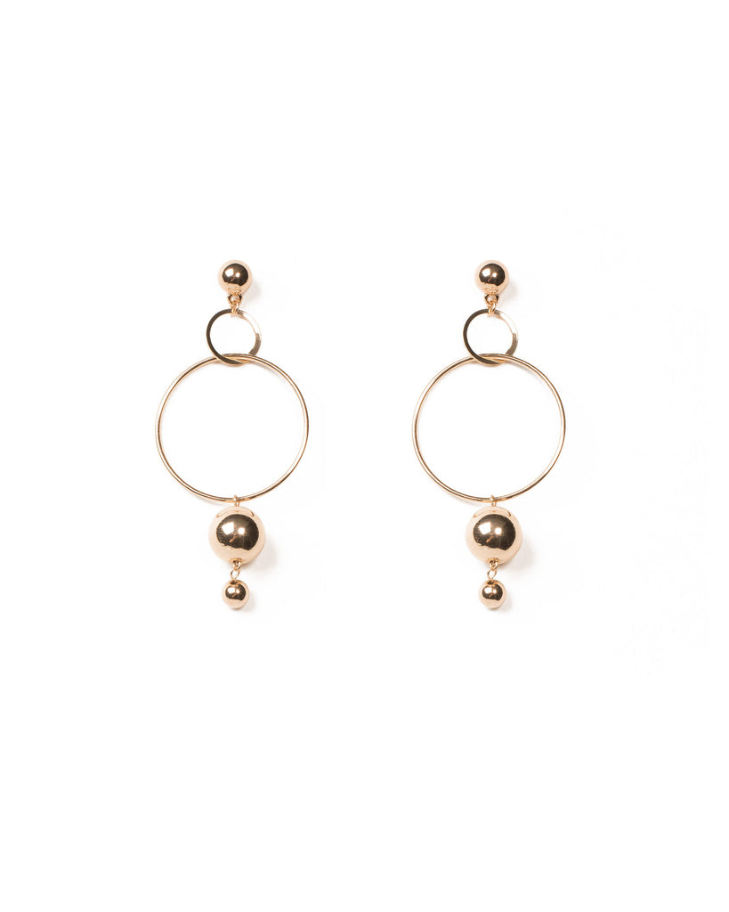 Gold Tone Ball Circle Drop Statement Earrings