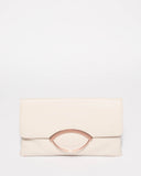 Ivory Melody Ring Clutch Bag With Rose Gold Hardware