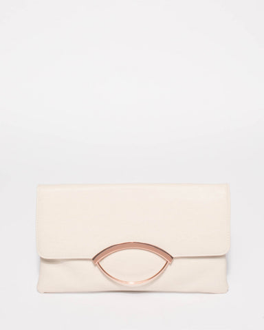Ivory Melody Ring Clutch Bag With Rose Gold Hardware