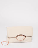 Ivory Melody Ring Clutch Bag With Rose Gold Hardware