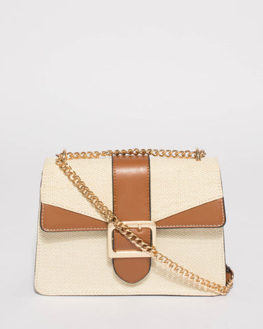 Natural Rachel Buckle Crossbody Bag