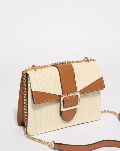 Natural Rachel Buckle Crossbody Bag