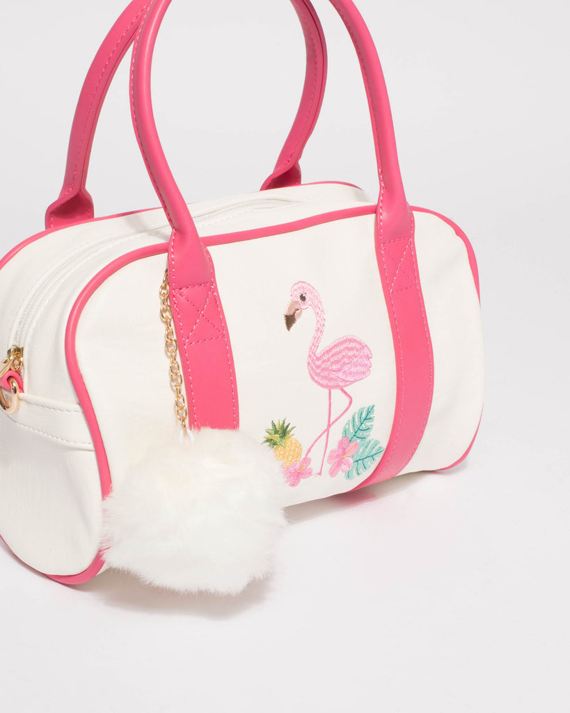 Pink White Junior Flamingo Mini Weekender Bag