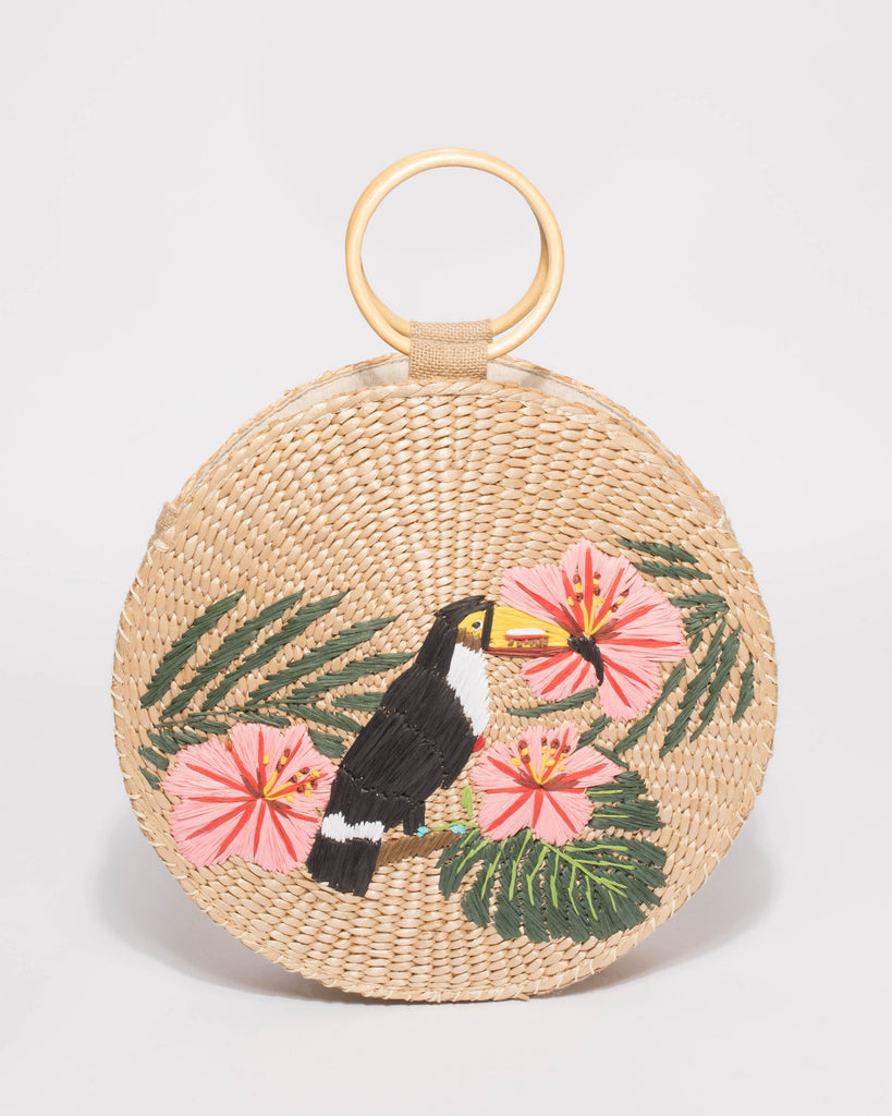 Natural Round Toucan Weave Bag