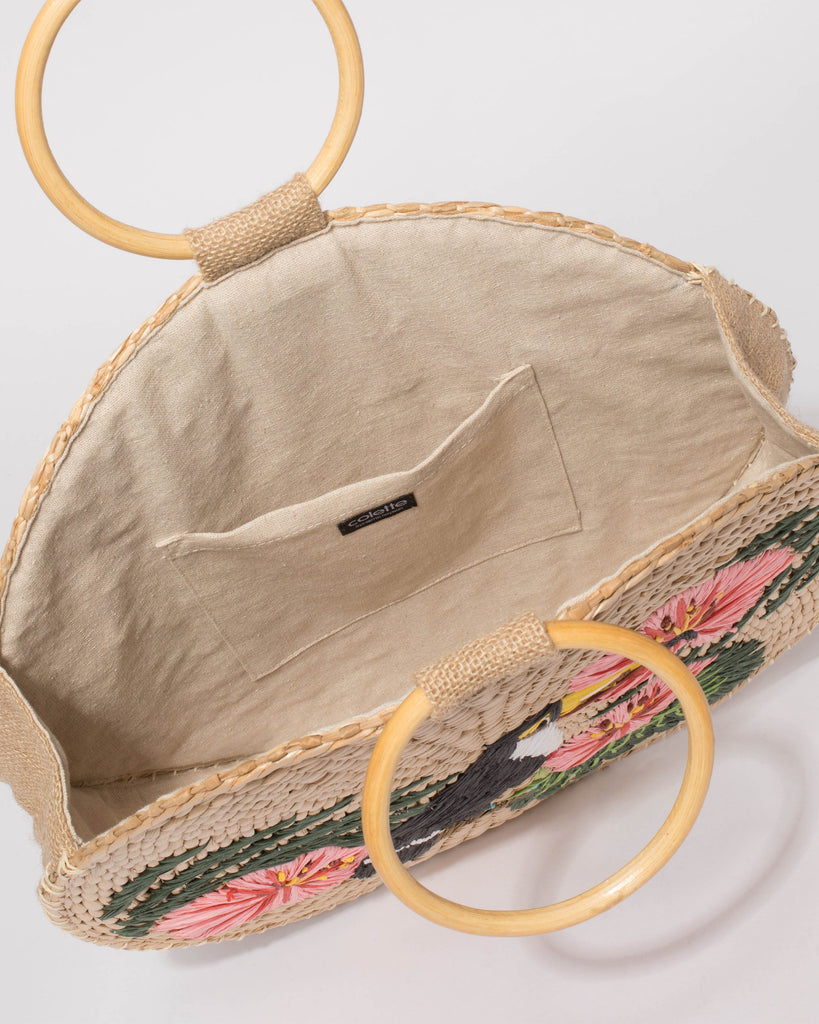 Natural Round Toucan Weave Bag