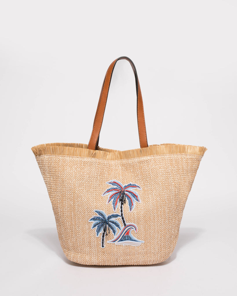 Natural Cassidy Straw Beach Bag