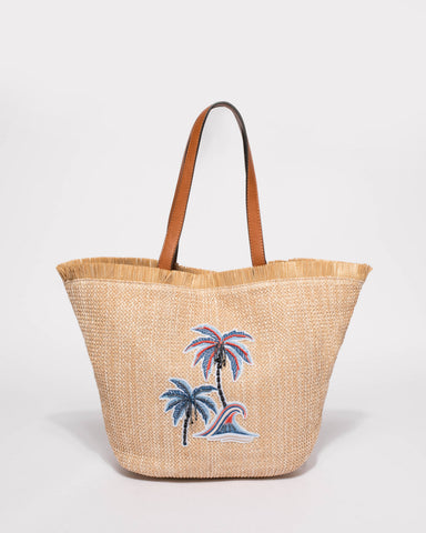 Natural Cassidy Straw Beach Bag