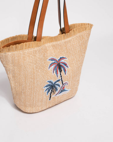 Natural Cassidy Straw Beach Bag