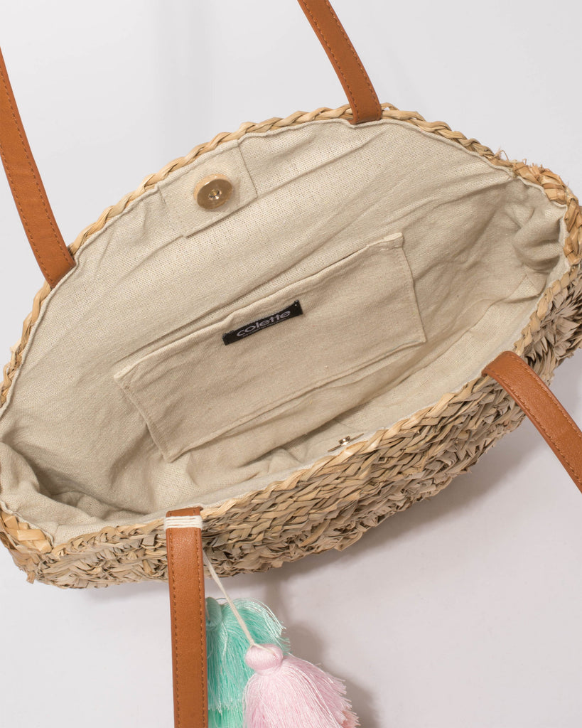Natural Large Circle Weave Bag