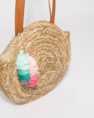 Natural Large Circle Weave Bag