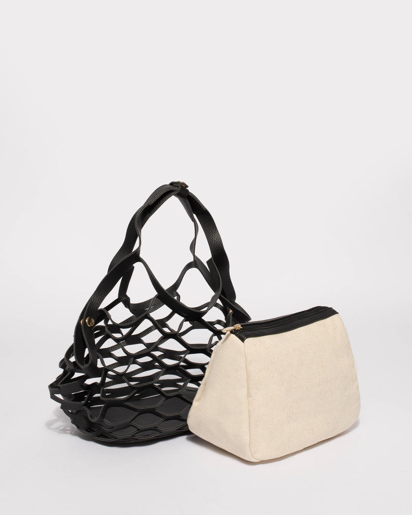 Black And Natural Summer Essential Net Bag