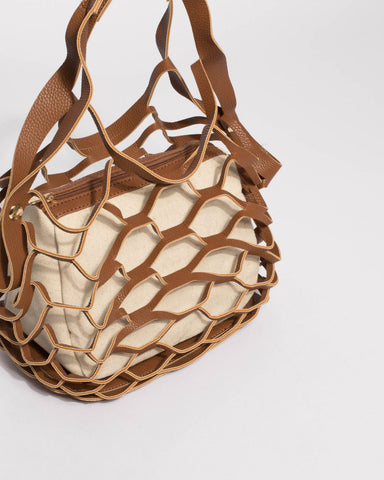 Tan And Natural Summer Essential Net Bag