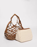 Tan And Natural Summer Essential Net Bag
