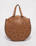 Tan Clara Punchout Circle Tote Bag