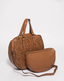 Tan Clara Punchout Circle Tote Bag