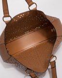 Tan Clara Punchout Circle Tote Bag