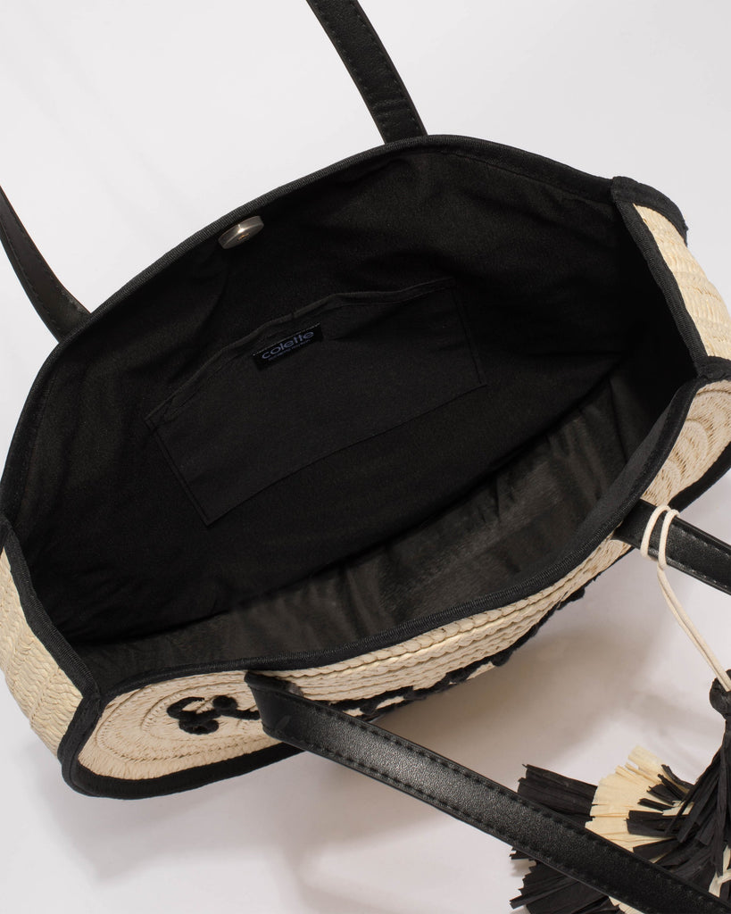 Natural And Black Summer Circle Tote Bag