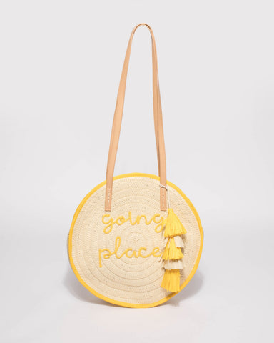 Natural And Yellow Summer Circle Tote Bag