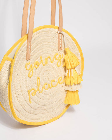 Natural And Yellow Summer Circle Tote Bag