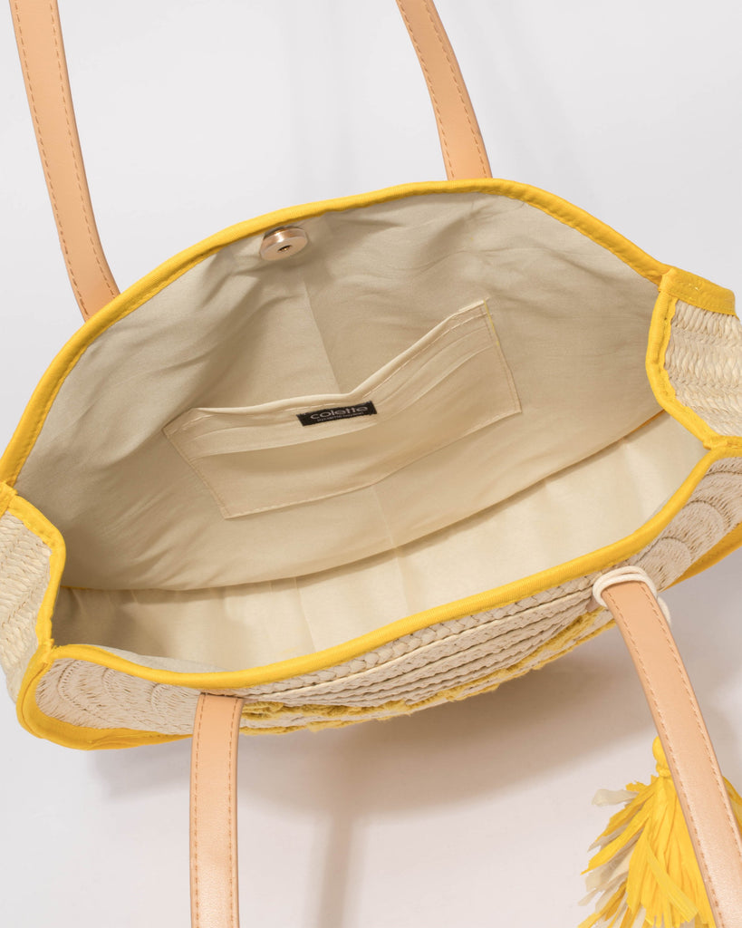 Natural And Yellow Summer Circle Tote Bag