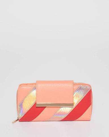 Peach Multi Colour Side Panel Wallet