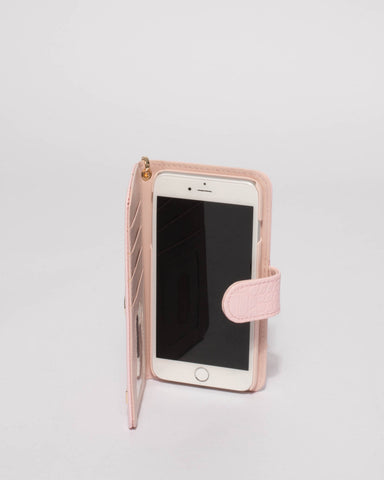 Pink Croc Textured Iphone 6, 7 & 8 Plus Purse