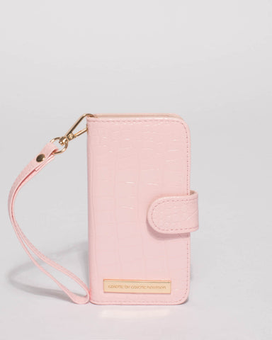 Pink Croc Textured Iphone 6, 7 & 8 Purse