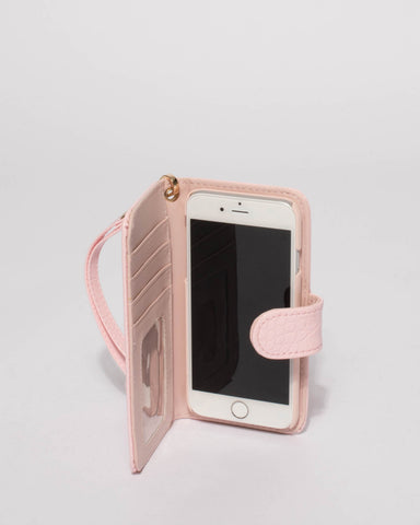 Pink Croc Textured Iphone 6, 7 & 8 Purse