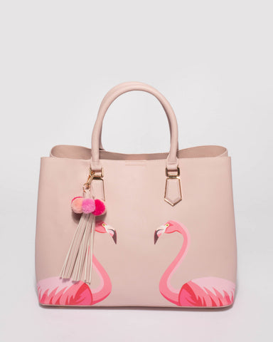 Pink Tori Tag Flamingo Tote Bag