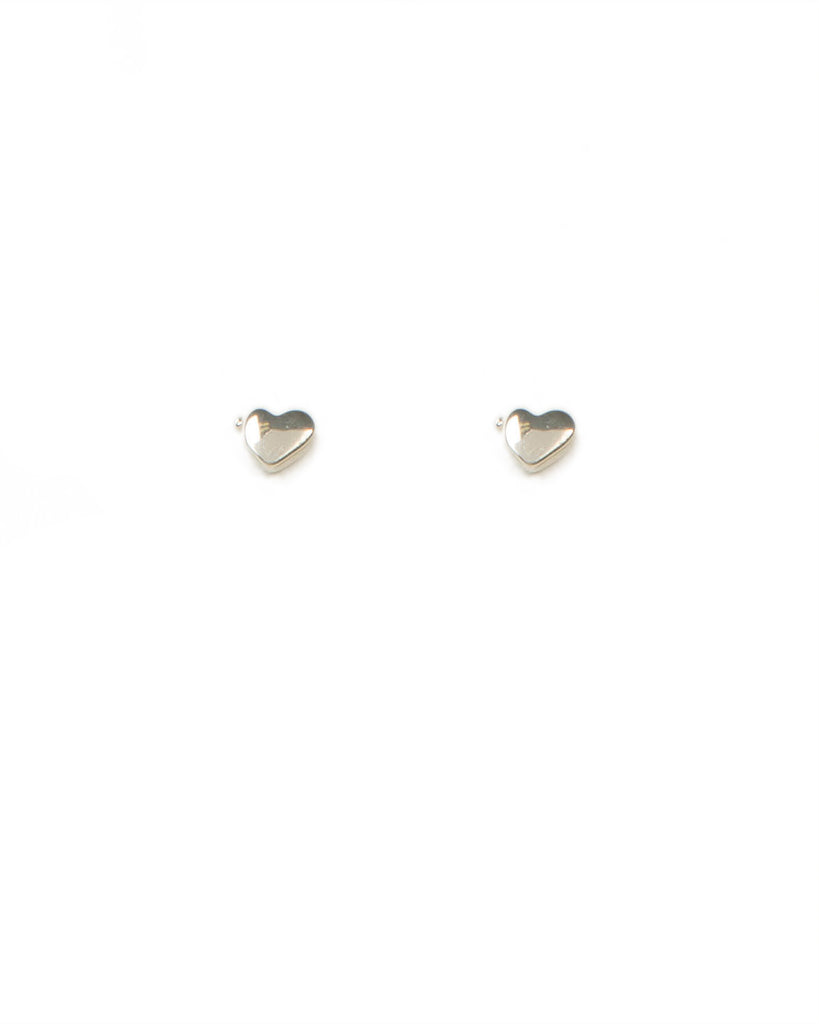 Silver Tone Metal Heart Stud Earrings