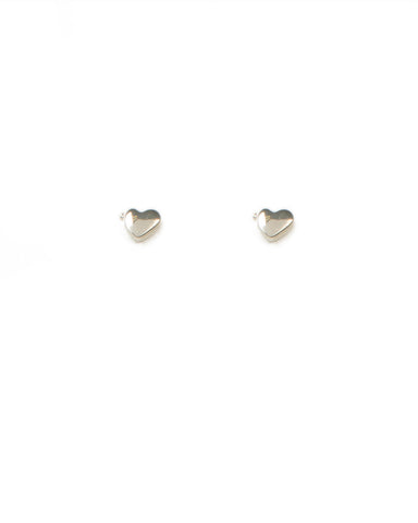 Silver Tone Metal Heart Stud Earrings